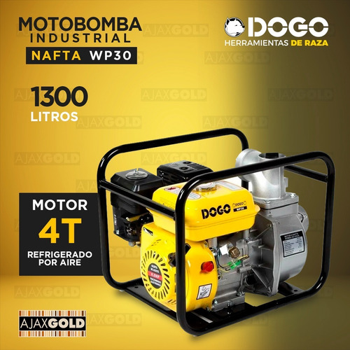 Imagen 3 de 6 de Motobomba Industrial Nafta 6,5 Hp Dogo Agua 1000 L/min Prof.