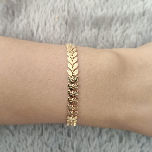 Kit Conjunto Choker Pulseira Escama De Peixe Folheado A Ouro Cor Dourado