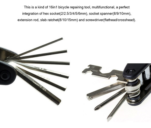 A Kit Multiherramienta Plegable 16 En 1 Para Bicicleta Con