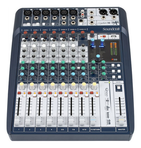 Mesa De Som Soundcraft Signature 10 Canais C/ Gravação Usb