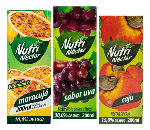 Kit 27 Suco Nutri Néctar De Fruta 3 Sabores Sortidos 200ml