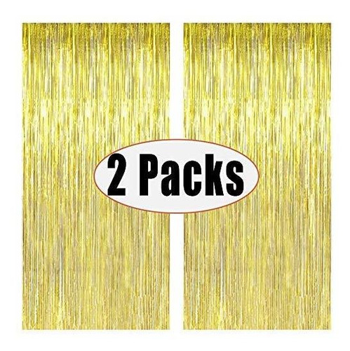 Fecedy 2pcs 3ft X 83ft Oro Metalico Tinsel Foil Fringe Corti