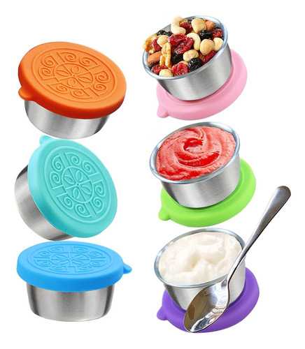 Dip Containers Con Tapas,seis Loncheras For Niños De 1.6 Oz
