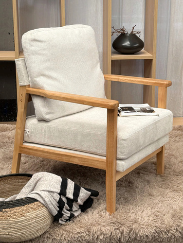 Sillón Haru Tela Chenille Importado Beige Chenille