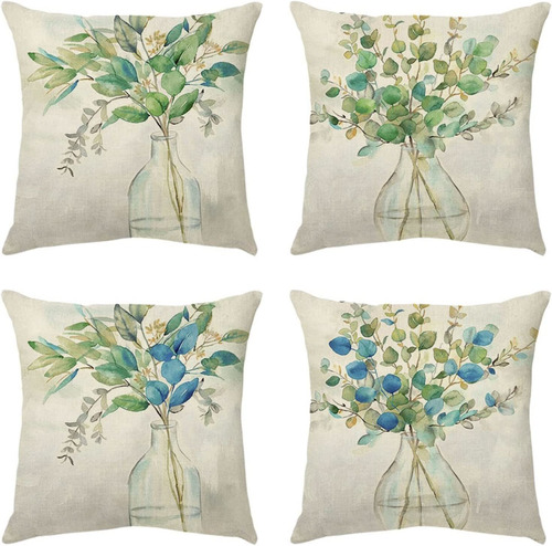 Fundas De Almohada De Tiro De Plantas Verdes 18x18 PuLG...