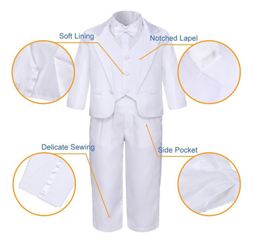 Traje Niño Bebé Bautizo Boda Cumpleaños Formal Ropa 5 Piezas