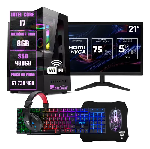 Pc Gamer Completo Cpu Intel I7 3.4ghz Ssd480gb 16gb Ram 500w 480 Gb 16 Gb Placa De Vídeo Gt730 4gb 128bits