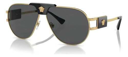 Gafas de sol Versace VE2252 10028763, color negro, color gris, diseño de medusa