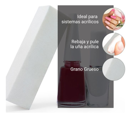 Lima Para Brillo Block Pulidor Uñas Acrílica 12 Unidades