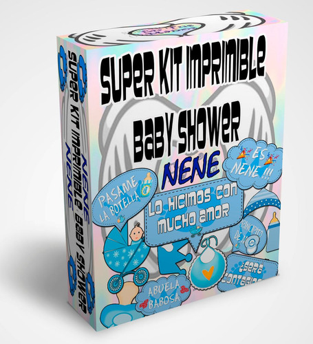 Super Kit Imprimible Baby Shower Props-carteles +juegos Nene