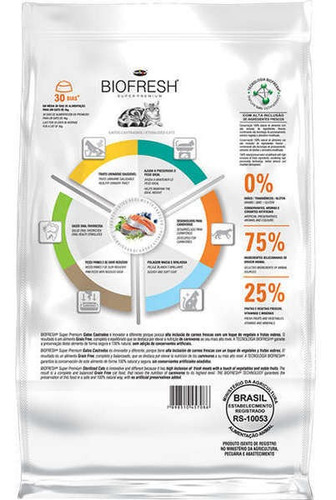 Ração Biofresh Gatos Castrados 7,5kg