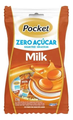 Pacote Bala Pocket Zero Açucar Milk Leite 23g - Full