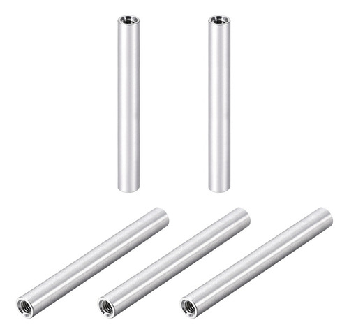 Separador De Columna De Aluminio Hembra M3x70 Plateado 5pzs