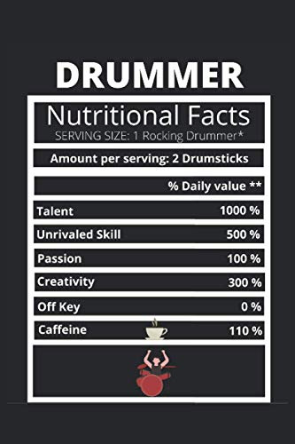 Band Drummer Cuaderno Diario Drummer Informacion Nutricional