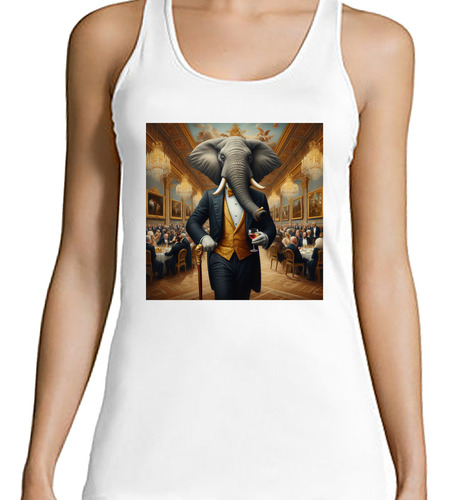 Musculosa Mujer Elefante Renacimiento Smoking Copa Vino