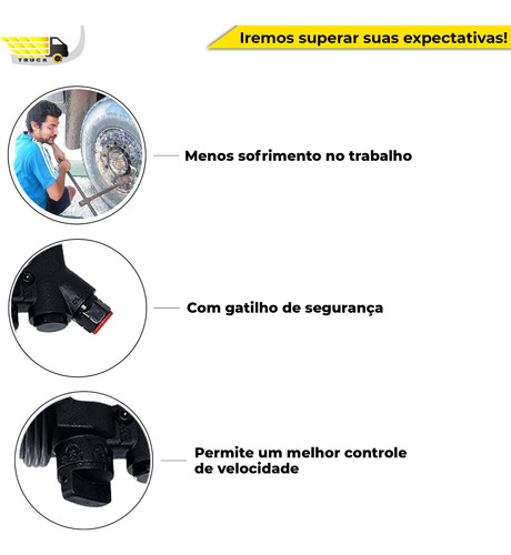 Chave Pneumática Impacto 1'' 320kg Torque 3.200 Rpm Longa