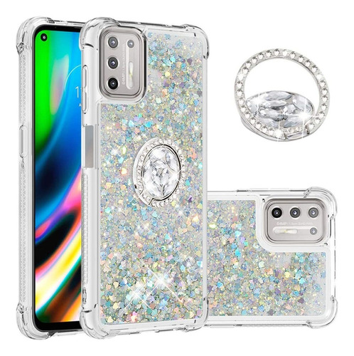 Funda Para Moto G9 Plus Cute Bling Glitter Liquid Cask5027