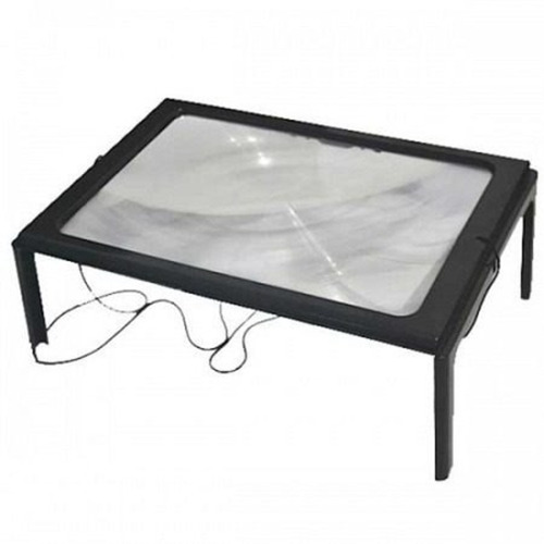 Lupa De Mesa Lente De Leitura 3x Com Suporte De Mesa Luz Led