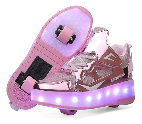 Zapatos For Niños Recargables Con Luces Led, Patines