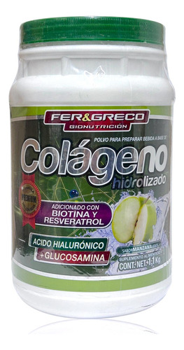 Colágeno Hidrolizado Glucosamina Biotina Manzana Verde 1.1 K