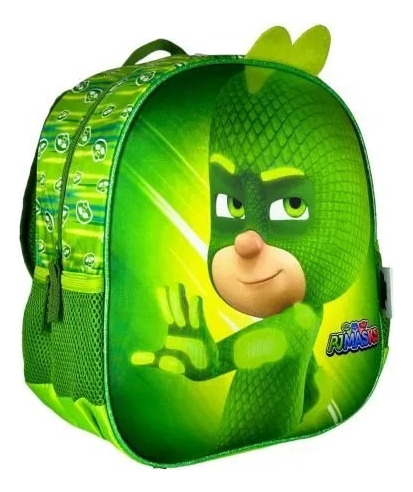 Mochila Kinder Pj Masks Gecko Heroes En Pijama Color Verde