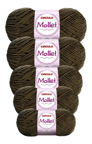 Lã Mollet 100g Crochê / Tricô - Círculo - 5 Novelos Cor 7655 - Cravo