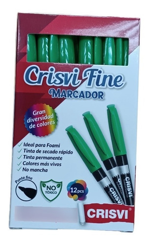 Caja De Marcadores Crisvi Fine Verde Oscuro