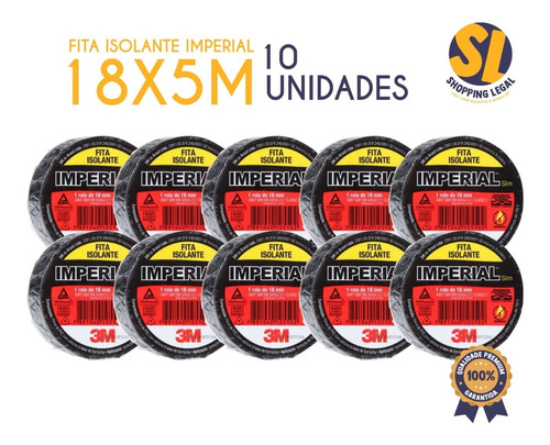 Imagem 2 de 5 de Fita Isolante Imperial Antichama 18x5m C/ 10 Rolos 3m