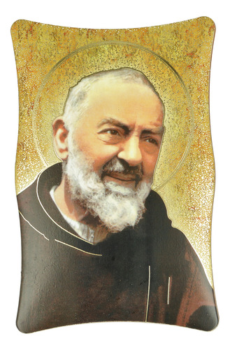 Cuadro Padre Pio Souvenir Madera Resina Italiano Fars