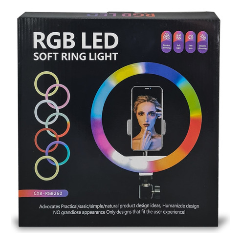 Anillo Luz Led Selfie 26cm Rgb Con Tripode 2.2mts