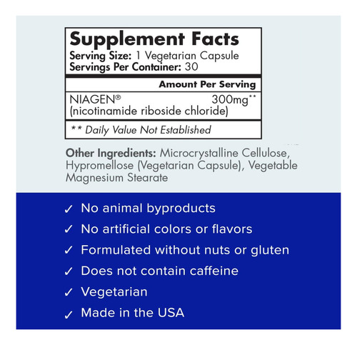 Tru Niagen 100mg Introductor Nad+ Boosting Suplemento Hrds3