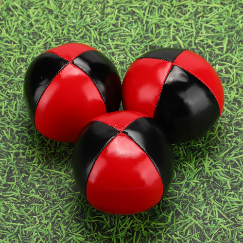 Pelota De Malabarismo De Cuero 3pcs Rojo Negro Pu Alta Gama