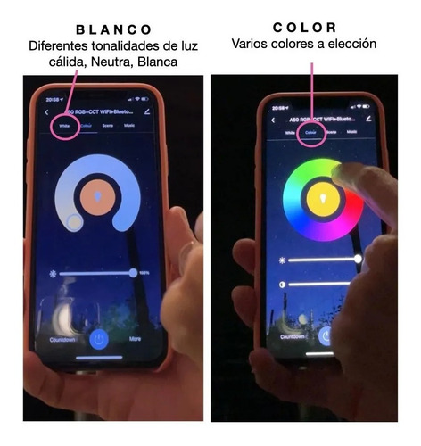 Imagen 3 de 5 de Lámpara Led Smart Wifi Audioritmica 9w Cálida Fría Bluetooth