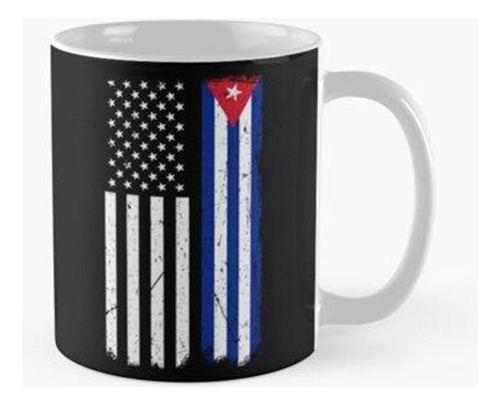 Taza Bandera Cubana Americana Vintage Apenada Calidad Premiu