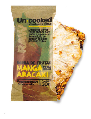 Kit 2x: Barra Manga E Abacaxi S/glúten Vegano Uncooked 30g