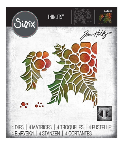 Scrapbooking Set De 4 Troqueles - Holly Pieces - Sizzix