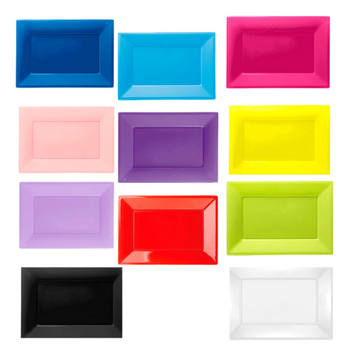 Pack De 3 Bandejas Rectangular Plástica 33x23 Cm, Colores