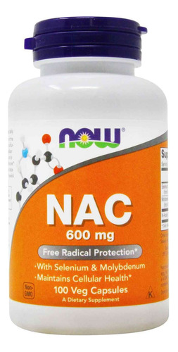 Nac 600 Mg 100 Cápsulas Vegetales Now Foods