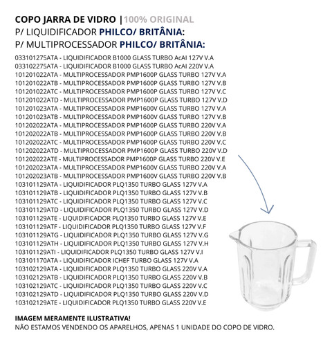 Copo De Vidro Original P Liquidificador Philco Plq1350 Turbo