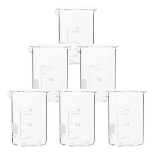 Vasos Medidores De Vidrio De Laboratorio, 6 Piezas, Cristale