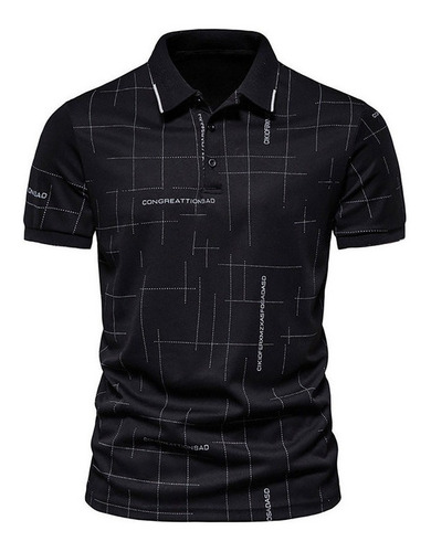 Polo De Manga Corta Con Botones Para Hombre