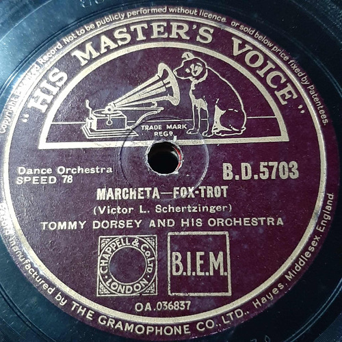 Pasta Tommy Dorsey His Orch His Masters Voice C270