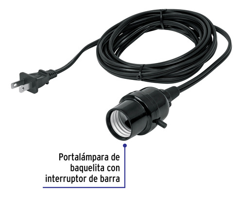 Portalampara Con Cable 4 M Voltech 47142 Negro