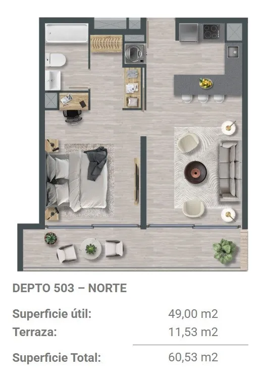 Imagen 2 de 5 de Departamento En Venta Providencia, 1 Dormitorio Y 1 Baño