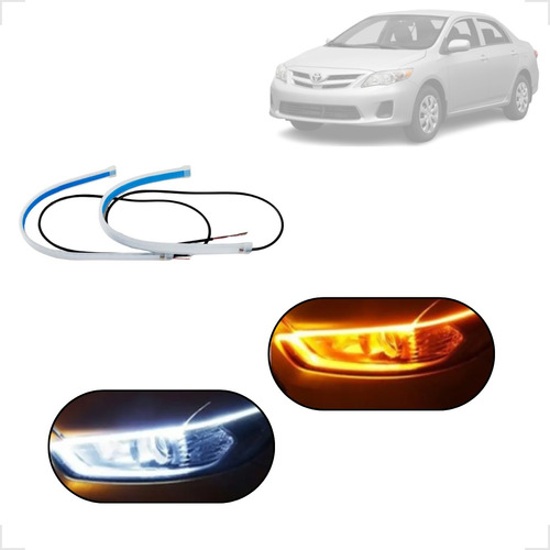 Kit Fitas Led Drl Farol + Seta 12v 60cm Corolla 2010 2011