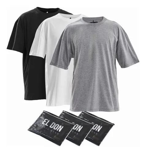 Pack X3 Remeras Básicas Oversize Hombre El Don Algodón