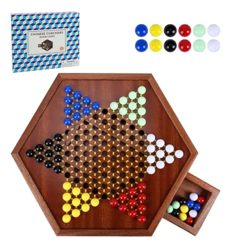 Juego De Damas Chinas De Madera Con Cajón De