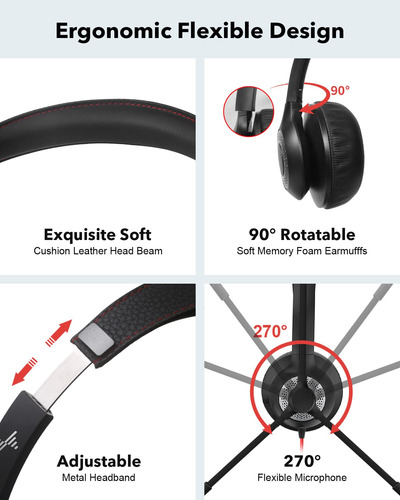 Auriculares Usb Jiamqishi Eh01 Con Micrófono Para Pc Negros