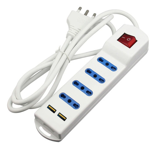 Alargador Eléctrico Con Switch 4 Tomas 2 Puertos Usb