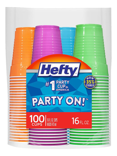 Vasos De Plástico Desechables Hefty Party On, Surtidos, 16 O